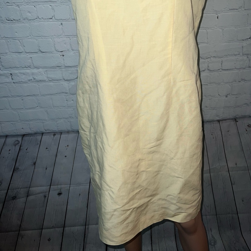 Laura Scott light yellow sleeveless linen / rayon dress size 14 - Picture 3 of 11